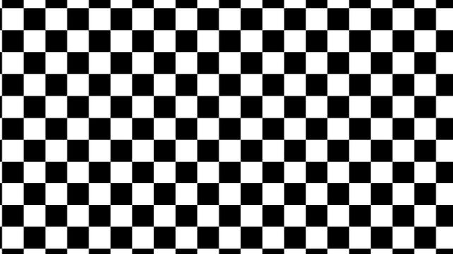 Black and white checkerboard pattern motion background transition