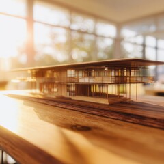 Modern Architecture Model in Bright Office Space.