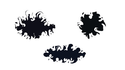 Ink brush strokes, brush, lines, dirty. Dirty abstract design element. Vector illustration. Isolated on a white background. Forming a scary face.