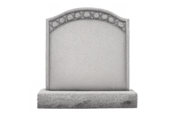 Blank headstone standing on transparent background, symbolizing loss, memory, and an eternal resting place
