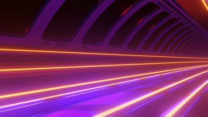 Digital Speed Tunnel in Vibrant Purple and Orange Tones