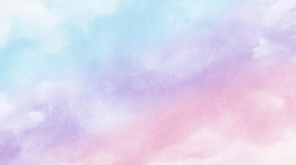 Fototapeta premium A soft, abstract watercolor blend of pastel colors, featuring gentle transitions of blue, pink, and purple, creating a serene and calming atmosphere.