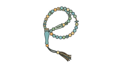 A colorful beaded necklace with tassel on a white background in a flat lay composition with vibrant turquoise and orange hues.