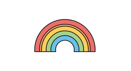 Simple and colorful flat design icon of a classic four-color rainbow, a symbol of hope and happiness, on a white background.