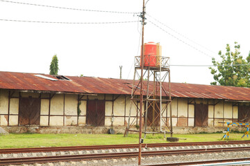 Rural Train Station Setting with Aged Storage Building
