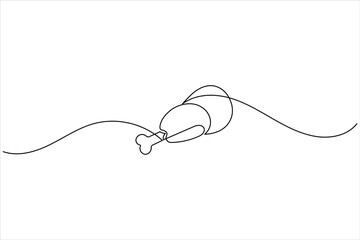 Obraz premium Continuous one line drawing of roasted chicken leg drumstick food icon
