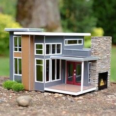 Modern Miniature House Model with Chimney.
