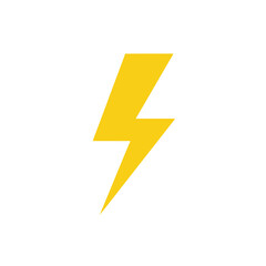 Yellow Lightning Bolt Symbol on White Background for Energy Concept.