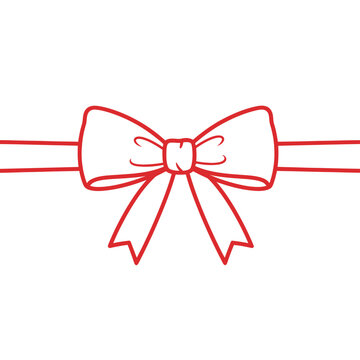 Red Ribbon Bow Illustration for Gift Wrapping and Decoration.