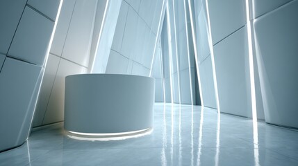 Modern Minimalist Room with Cylindrical Object.