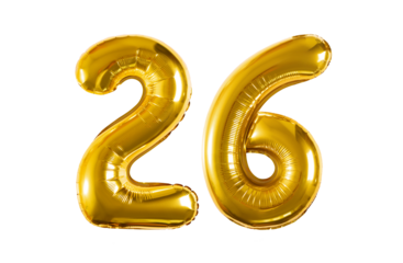 inflatable ball figured gold number on a transparent background