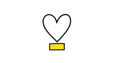 Cute hand-drawn animation of a heart-shaped award or trophy on a yellow base, symbolizing love, appreciation, and victory.