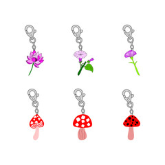 Cute Floral and Fungi keychain Collection