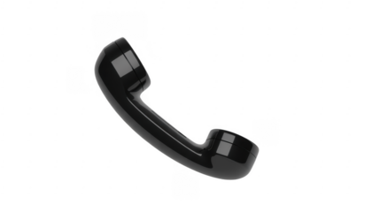 Black telephone handset receiver isolated on a transparent background