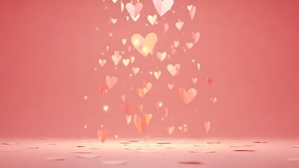 Falling hearts in pink background for valentine day