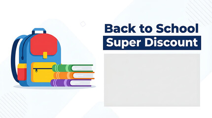 Back to School Super Discount with Backpack and Books.