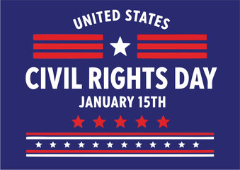 United States Civil Rights Day Banner: Patriotic Red, White, and Blue Design for January 15th Celebration