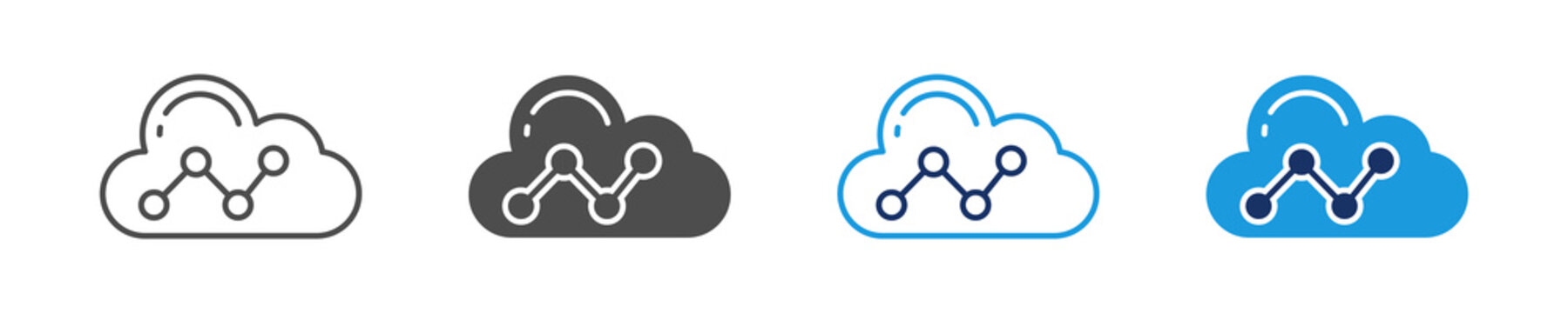 cloud statistic icon set with multi style