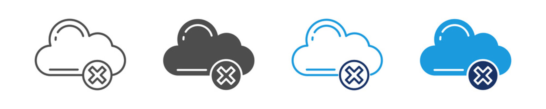 cloud delete icon set with multi style