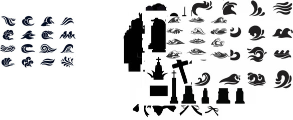 Water wave icons set. Simple ...