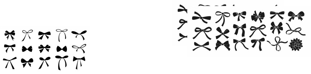 A set of bows, a black silhou...