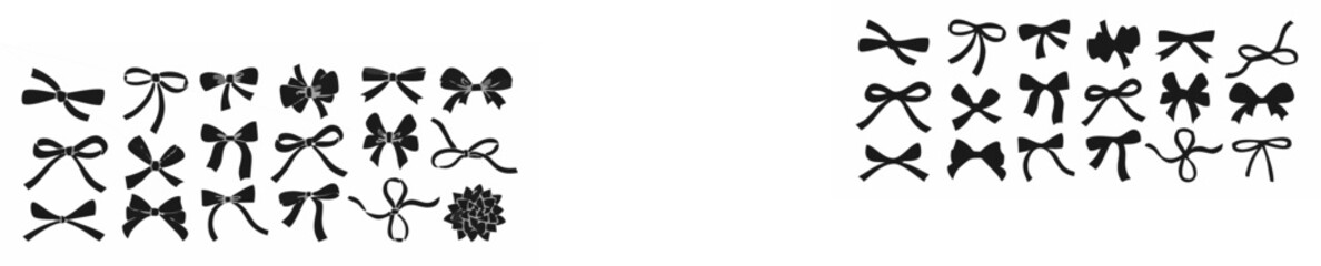 Bow ribbon black glyph set de...