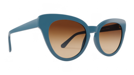 Blue sunglasses with brown gradient lenses brown lenses isolated on a transparent background