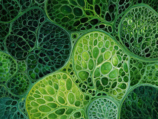 Close up of a green and black abstract painting with a pattern of green leaves. Professional commercial content. Commercial. High-resolution. High-res. Premium quality. Premium. Professional grade.