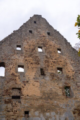 Facade of an old castle ruins