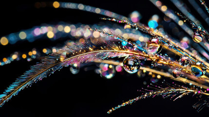 Close up of a plant with water droplets on it, set against a dark background. Professional commercial content. Commercial. High-resolution. High-res. Premium quality. Premium. Professional grade.