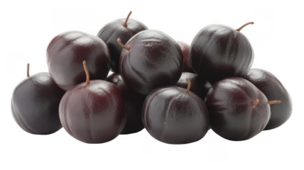 Bunch of Dark Purple Plums fruit food isolated on a transparent background