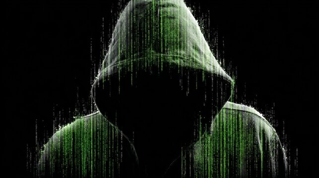 Mysterious Hooded Figure in Dark Environment.