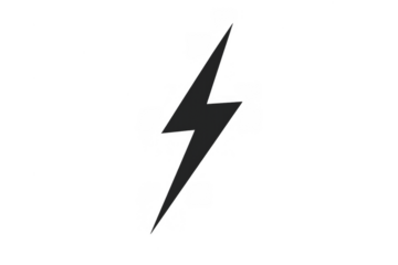 Lightning bolt icon representing power, energy, electricity, storm, flash, and warning symbol on transparent background