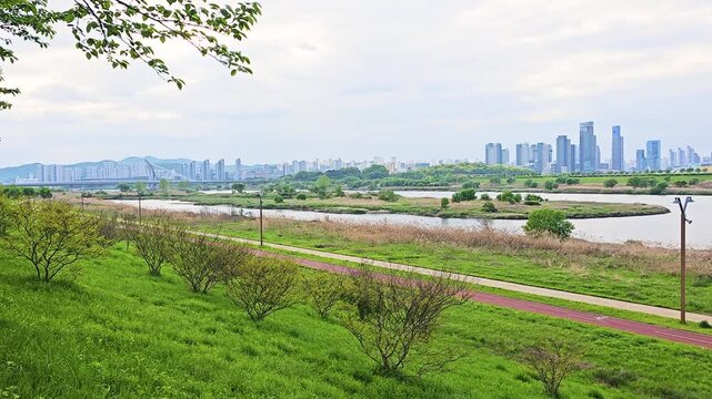 Sejong, South Korea - 1 Oct, 2024 : Sejong Ieung Bridge riverside daytime
