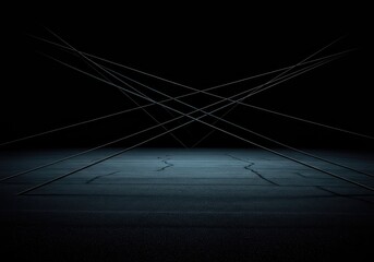 A severe composition featuring sharp, conflicting lines traversing a vast, empty field, conveying profound psychological strain and spatial anxiety ,stress ,blank ,psychological