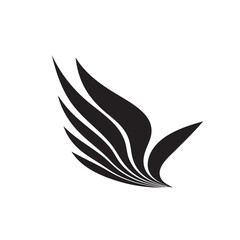 Obraz premium Stylized abstract graphic design featuring curving black layered forms resembling a bird's wing