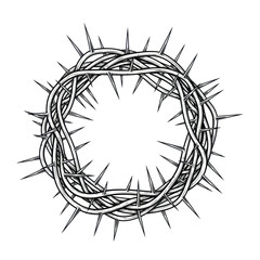 Detailed Line Art Depiction of a Crown of Thorns.