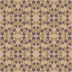 Fototapeta premium Vintage Ornamental Floral Seamless Pattern with Purple Flowers
