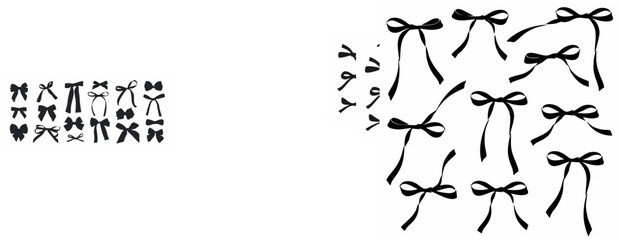 Set of black silhouette bows....