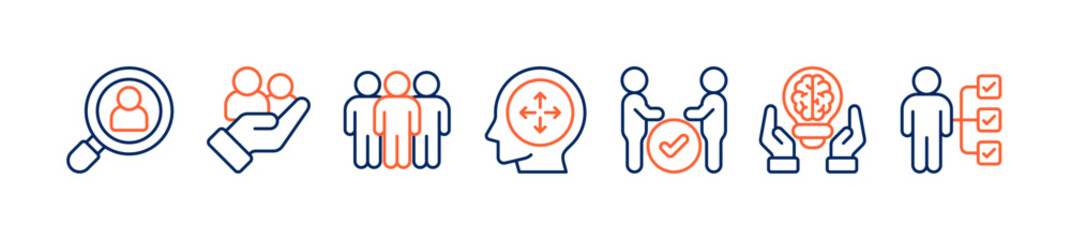 Employee orientation banner web icon vector illustration concept for human resources business industry, to introduce new employees into the organization with behavior, welcome, knowledge and skills ic