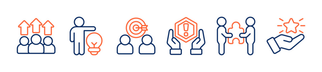 team building. Banner with keywords and icons
