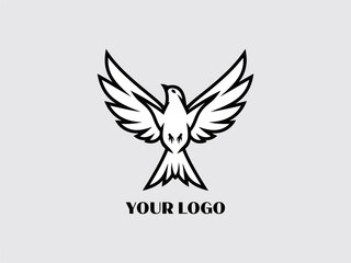 Obraz premium Simple Black and White Dove Illustration.