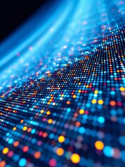 Intricate weaving of digital pixels, a luminous grid macro view,  data,  technology