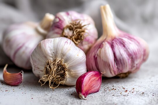 garlic on a wooden table