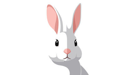 Fototapeta premium Gray Cartoon Rabbit with Pink Ears.