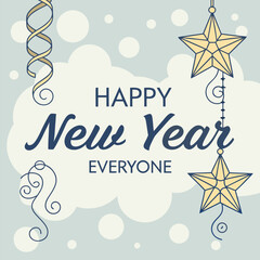 Illustrating a New Year's Eve celebration with the year 2026 and celebrating the start of a new journey with stylized figures and a clock indicating the approaching midnight