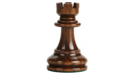 Dark Wooden Chess Rook brown isolated on a transparent background
