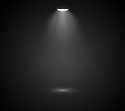 Dark Stage with Spotlight Illuminating Center, Empty Space for Performance or Presentation Concept