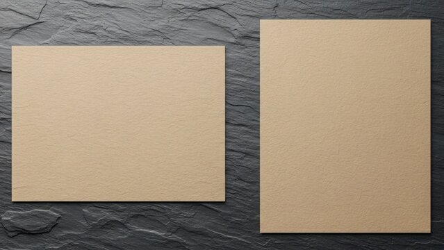 Two blank cards on dark surface