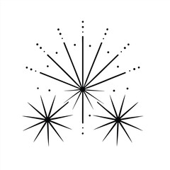 Set of hand-drawn fireworks and sparklers illustrations in sketch style for celebration designs.Golden firework vector banner with hand drawn exploding starbursts and festive sparkles